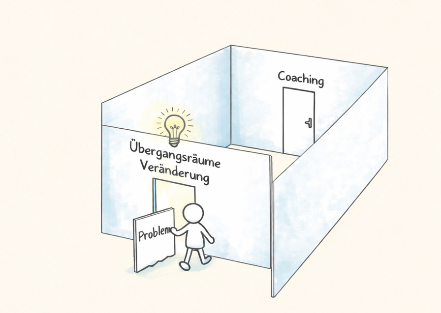 Eine Person steht vor einem Problem und beginnen, eine Raum für Klarheit zu öffnen
